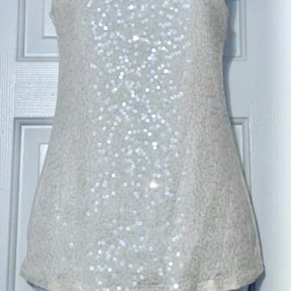 V Christina Ivory Sequin Front Tank Top Sz M - Picture 5 of 5